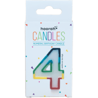 Rainbow Numeral Birthday Candle No.4 (1pk)