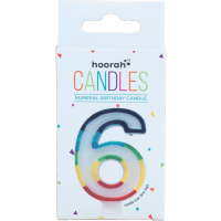 Rainbow Numeral Birthday Candle No.6 (1pk)