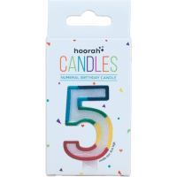 Rainbow Numeral Birthday Candle No.5 (1pk)