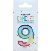 Rainbow Numeral Birthday Candle No.9 (1pk)