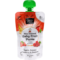 Fruit Hitz Apple Banana Strawberry & Raspberry New Zealand Baby Fruit Puree 6+ Months (90g)