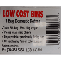 Whanganui Rubbish Bag Sticker (ea)