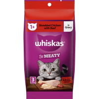 So Meaty Shredded Chicken With Beef in Gravy Wet Pouches Cat Food (3 x 85g)