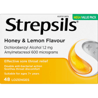 Honey & Lemon Flavour Sore Throat Relief Lozenges (48pk)