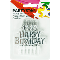 Happy Birthday Plaque With Metallic Candles (13ea)
