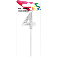 Premium Rhinestone Number 4 Cake Topper (1ea)