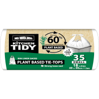 Kitchen Tidy Plant Based Tie-Tops Bin Liner Sacks Small 48 x 49cm 18 Litres (35pk)