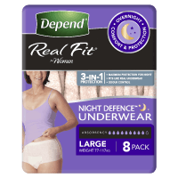 Real Fit Night Defence Incontinence Underwear Women Large (8pk)