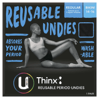 Thinx Period Underwear Black Bikini Size 14-16 (1pk)
