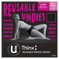 Thinx Period Underwear Black Briefs Size 12 (1pk)