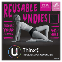 Thinx Period Underwear Black Briefs Size 14-16 (1pk)