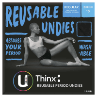 Thinx Period Underwear Black Bikini Size 10 (1pk)