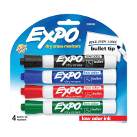 Dry Erase Low Odor Ink Assorted Whiteboard Markers (4pk)