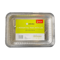 Medium Foil Trays With Lids (2pk)