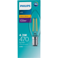 LED Warm White Clear 4.3W 470 Lumen Bayonet Candle Bulb (1pk)