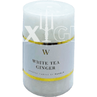 "W" Scented White Tea & Ginger 50x75mm Cylinder Candle (1pk)