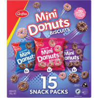 Mini Donuts Biscuits Snack Packs (15 x 25g)
