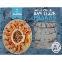 Large Whole 8/12 Raw Tiger Prawns (800g)