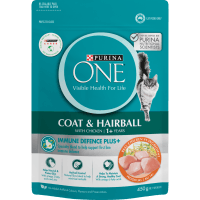 Coat & Hairball 1+ Years With Chicken Dry Cat Food (450g)
