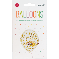 Rainbow Printed With Confetti Balloon (3pk)