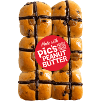 Gooey Peanut Butter Choc Cross Buns (6pk)