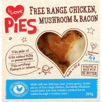 Free Range Chicken, Mushroom & Bacon Pie (200g)