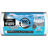 Kitchen Tidy Liner 100% Recycled Ocean Bound Plastic Tie Top Medium 51x 65cm 27 Litre (26pk)
