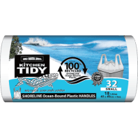 Kitchen Tidy Liner 100% Recycled Ocean Bound Plastic Tie Top Small 48 x 49cm 18 Litre (32pk)