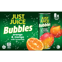 Bubbles Orange Mango Lemonade Carbonated Fruit Drink (8 x 250ml)