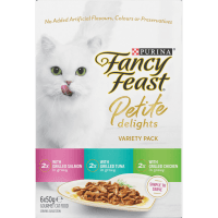 Petite Delights Salmon Tuna & Chicken In Gravy Pouch Wet Cat Food (6 x 50g)