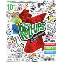 Strawberry, Tropical & Blue Raspberry Variety Fruit Roll Ups (10 x 14.1g)