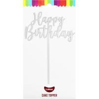 Happy Birthday Classic Silver Topper Small (1pk)