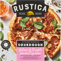 Rustica Stone Baked Sourdough Salami & Double Smoked Leg Ham Pizza (430g)