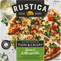 Rustica Stone Baked Thin & Crispy Spinach & Mozzarella Pizza (380g)