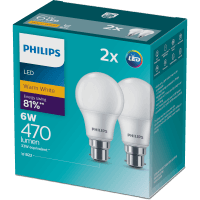 LED Warm White 6W 470 Lumen Bayonet Bulb (2pk)