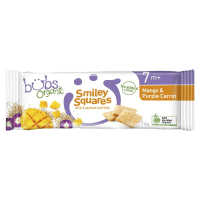 Organic Mango & Purple Carrot Smiley Squares Rice & Quinoa Wafers 7+ Months (14g)