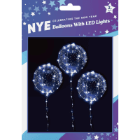New Year Balloons With Led Lights 40cm (3pk)