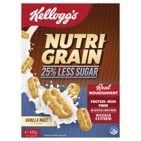 Nutri-Grain Vanilla Malt Flavour 25% Less Sugar Cereal (450g)