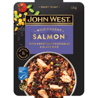 Wild Caught Salmon With Sweet Soy Vegetables & Black Rice (170g)
