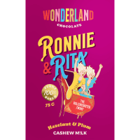 Ronnie & Rita Hazelnut & Plum M!lk Chocolate Block (75g)