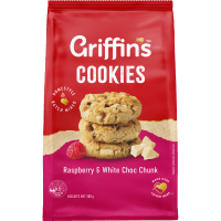 Raspberry & White Choc Chunk Cookies (200g)