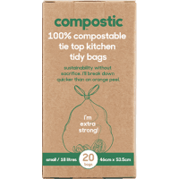 Home Compostable Small 18 Litre Tie Top Kitchen Tidy Bags (20pk)