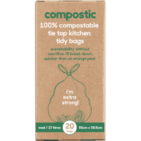 Home Compostable Medium 27 Litre Tie Top Kitchen Tidy Bags (20ea)