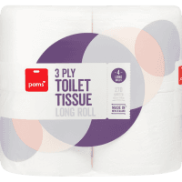 White 3 Ply Long Roll Toilet Tissue (4 x 270 sheets)