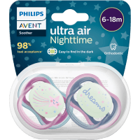 Avent Soother Ultra Air Night 6-18 Months (2pk)