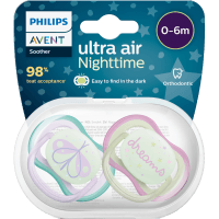Avent Soother Ultra Air Night 0-6 Months (2pk)