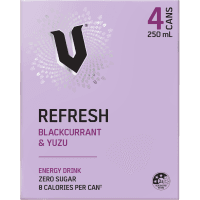 Refresh Blackcurrant Yuzu Energy Drink (4 x 250ml)