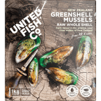 New Zealand Greenshell Mussels Raw Whole Shell. (1kg)