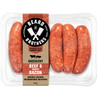 Beef & Smokey Bacon Sausages (500g)