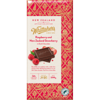 Raspberry and New Zealand Strawberry Dark Chocolate Block (100g)